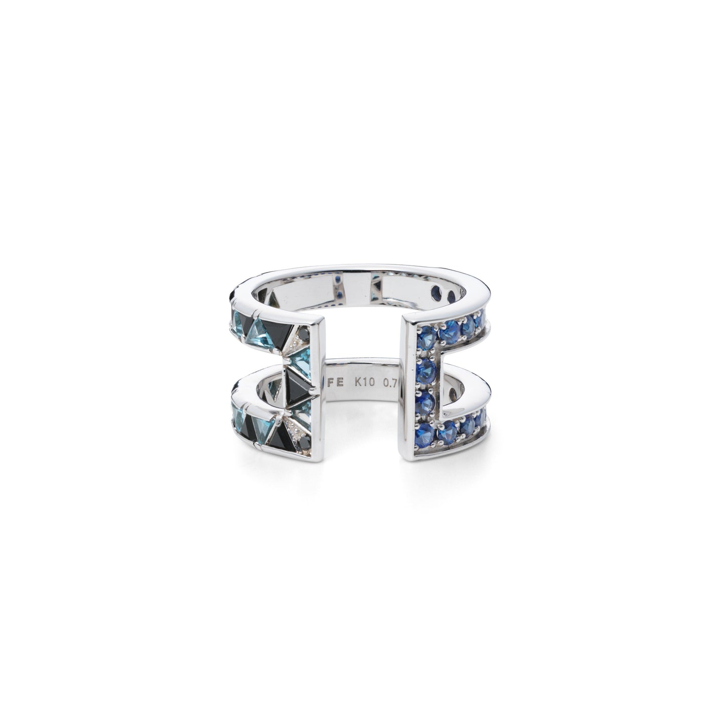 Protection Ring_WG × Blue Sapphire × Black Spinel × London Blue Topaz