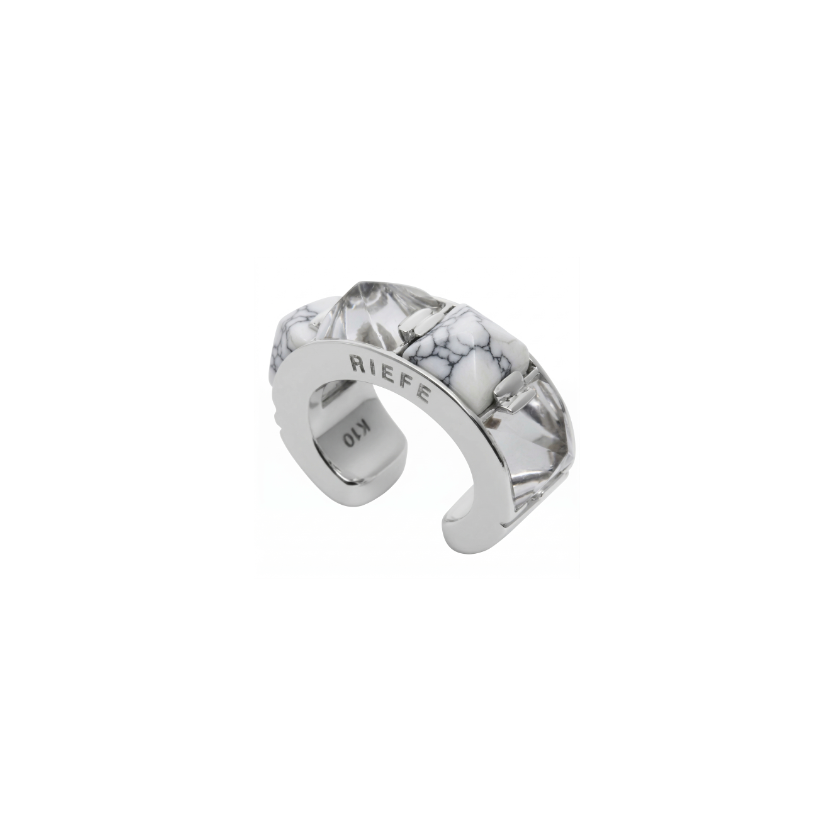 Arc Ear Cuff_WG × Howlite × Crystal