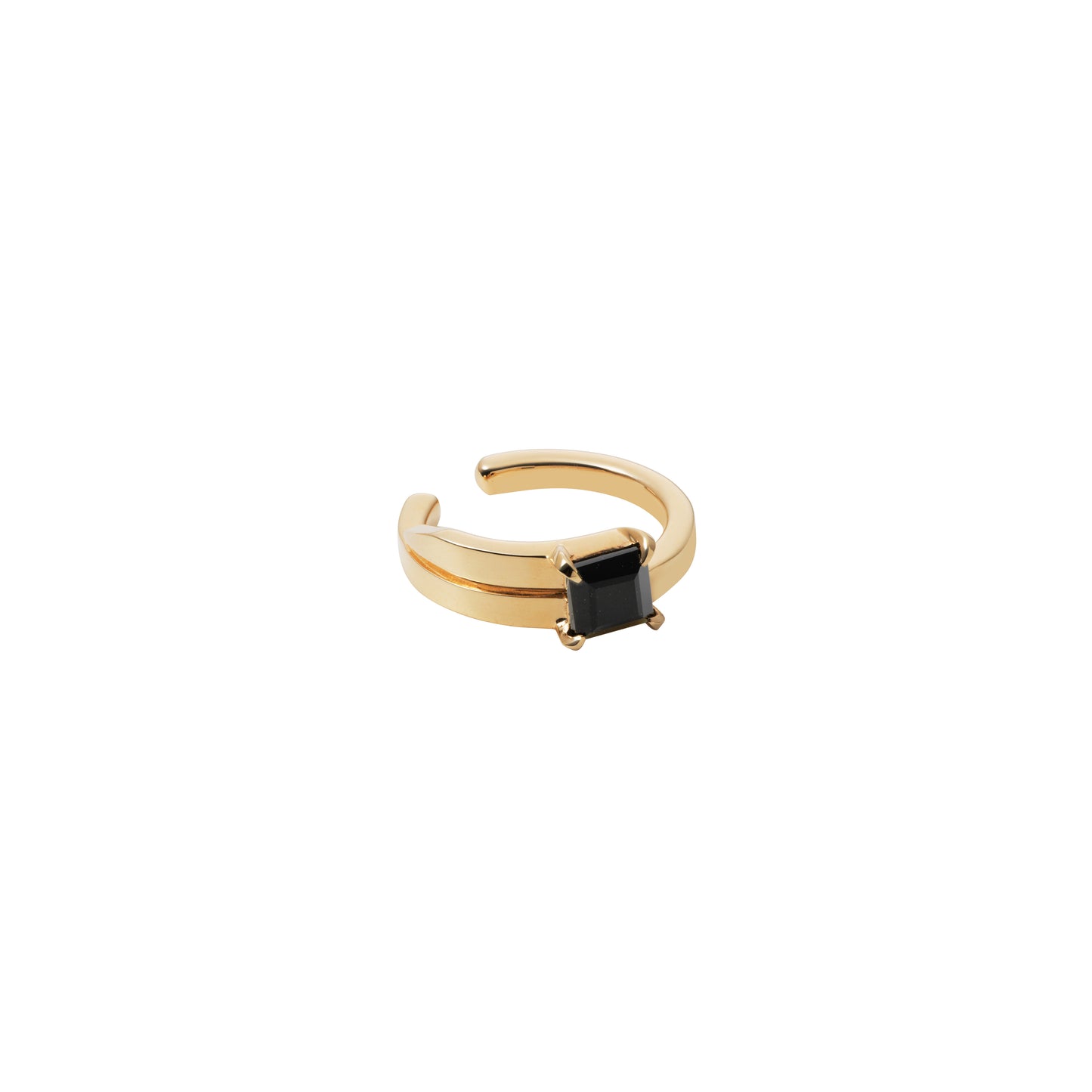 Offset Ear Cuff_YG × Black Onyx × White Dia(optional)