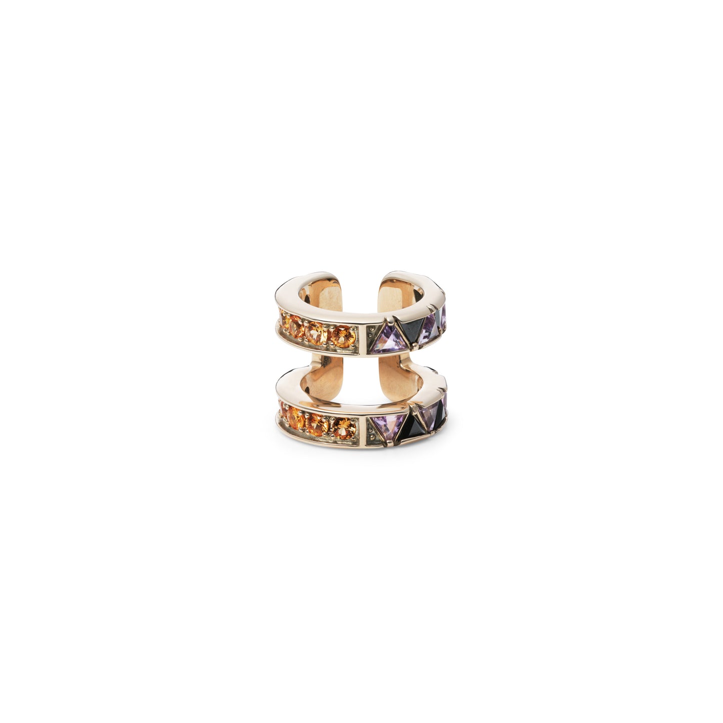 Protection Ear Cuff_YG × Orange Sapphire × Black Spinel × Amethyst