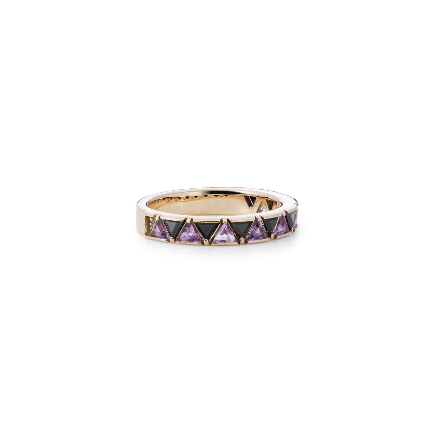 Protection Ring S_YG × Black Spinel × Amethyst