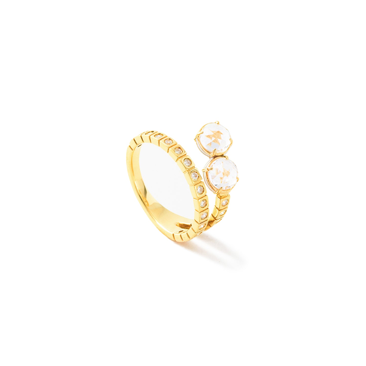 Veer Ring_YG × White Topaz