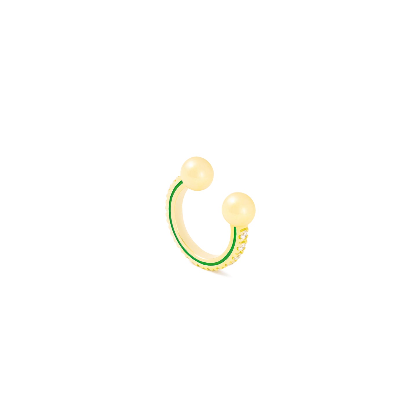 Comfy Ear Cuff_YG × White Dia 0.13ct × Green EPO