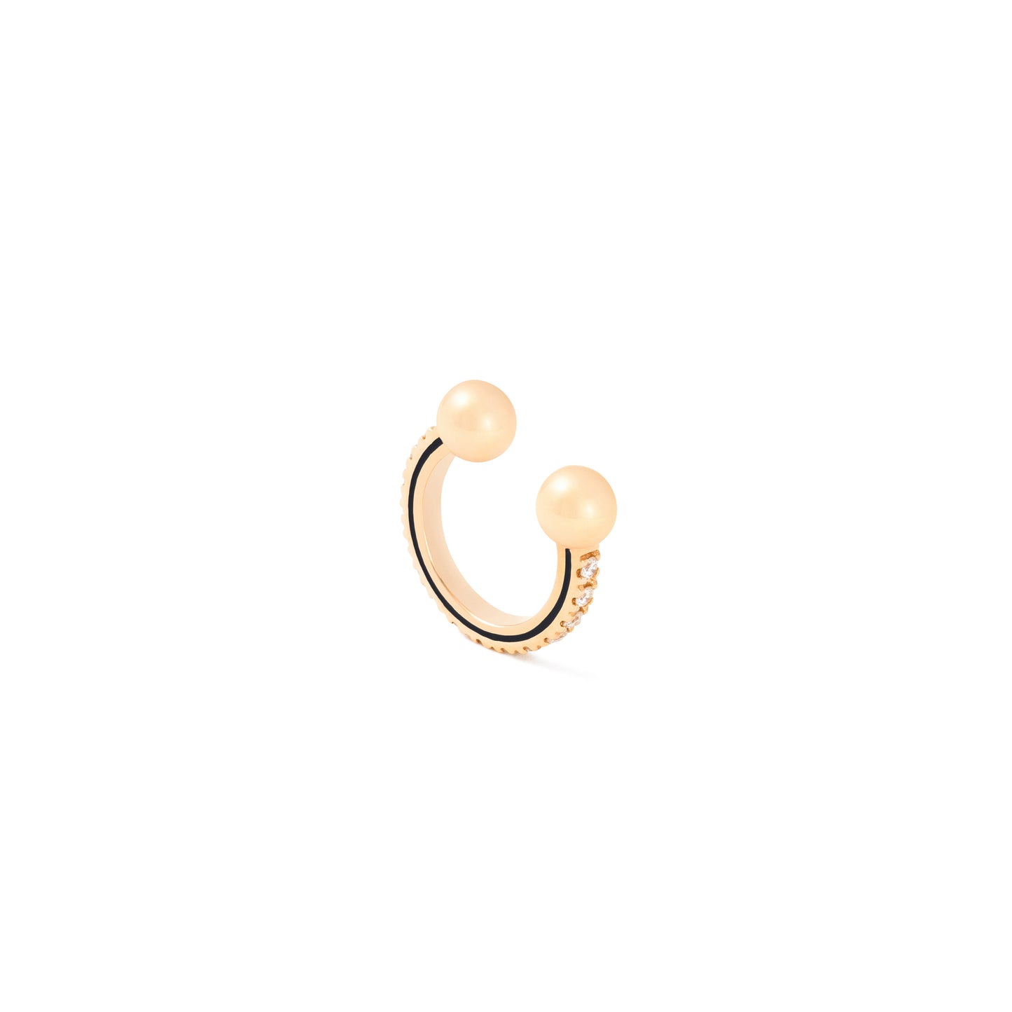 Comfy Ear Cuff_PG × White Dia 0.13ct × Black EPO