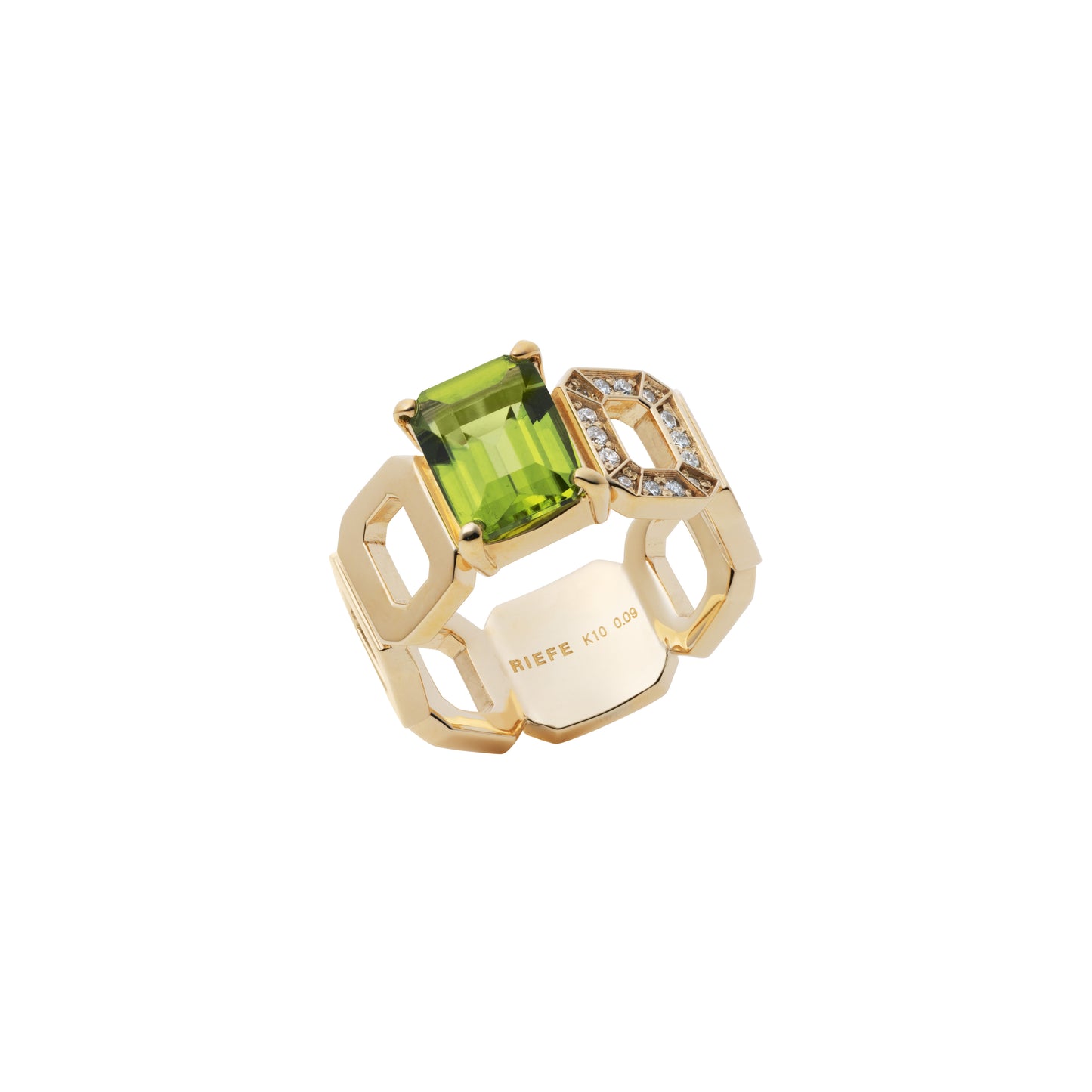 Incomplete Ring_YG × Peridot × White Dia 0.10ct