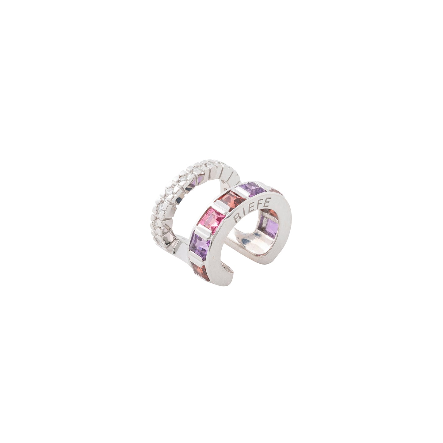 Alignment Ear Cuff_WG × Pink Tourmaline × Garnet × Amethyst
