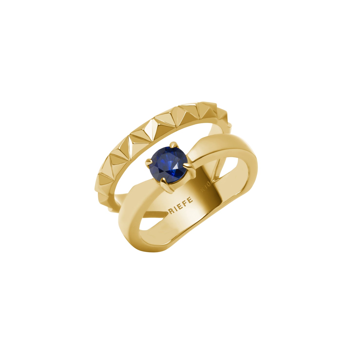 Rugged Bond Ring_YG × Blue Sapphire