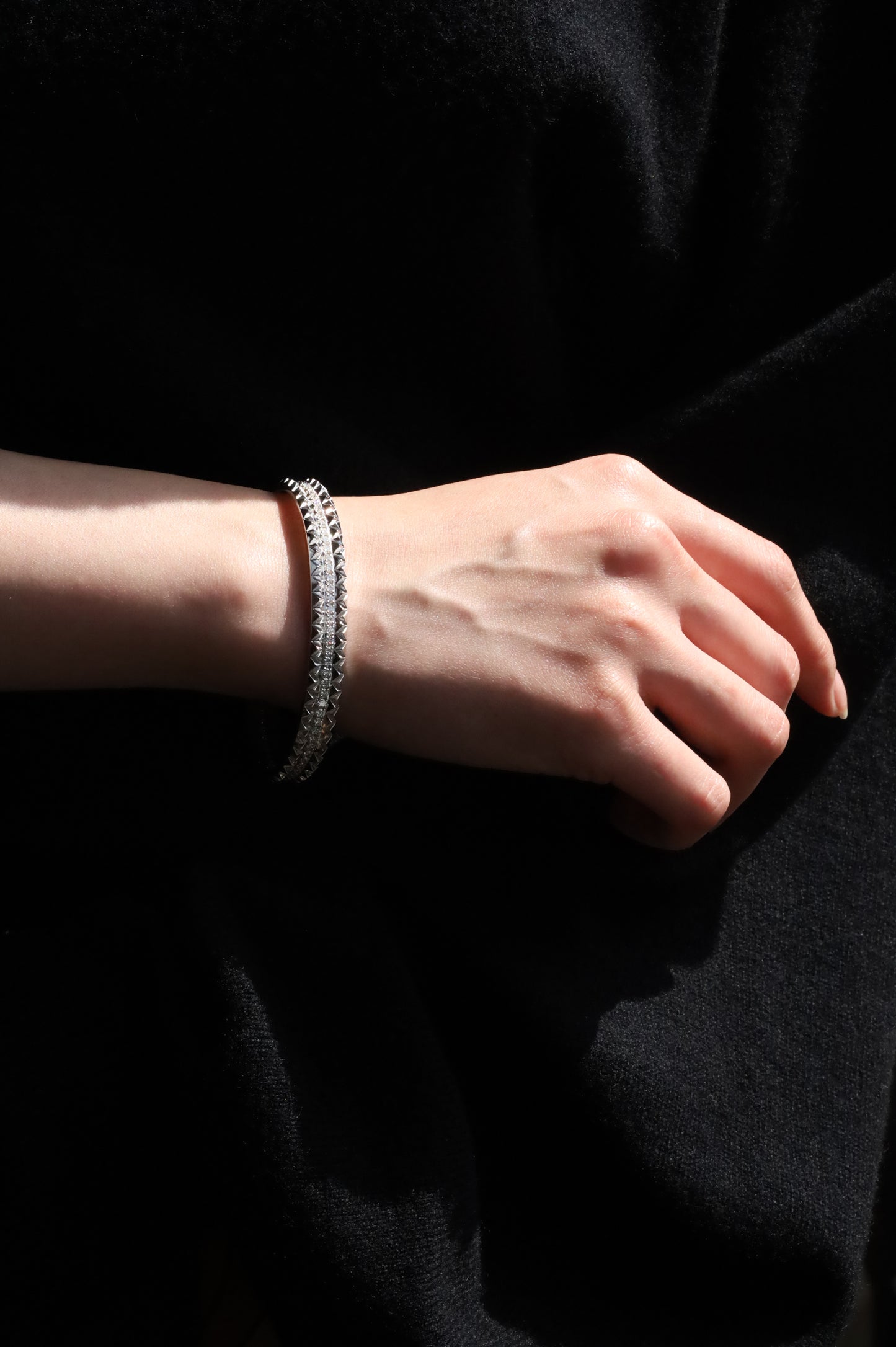 Rugged Combo Bangle_SV925 × White Dia