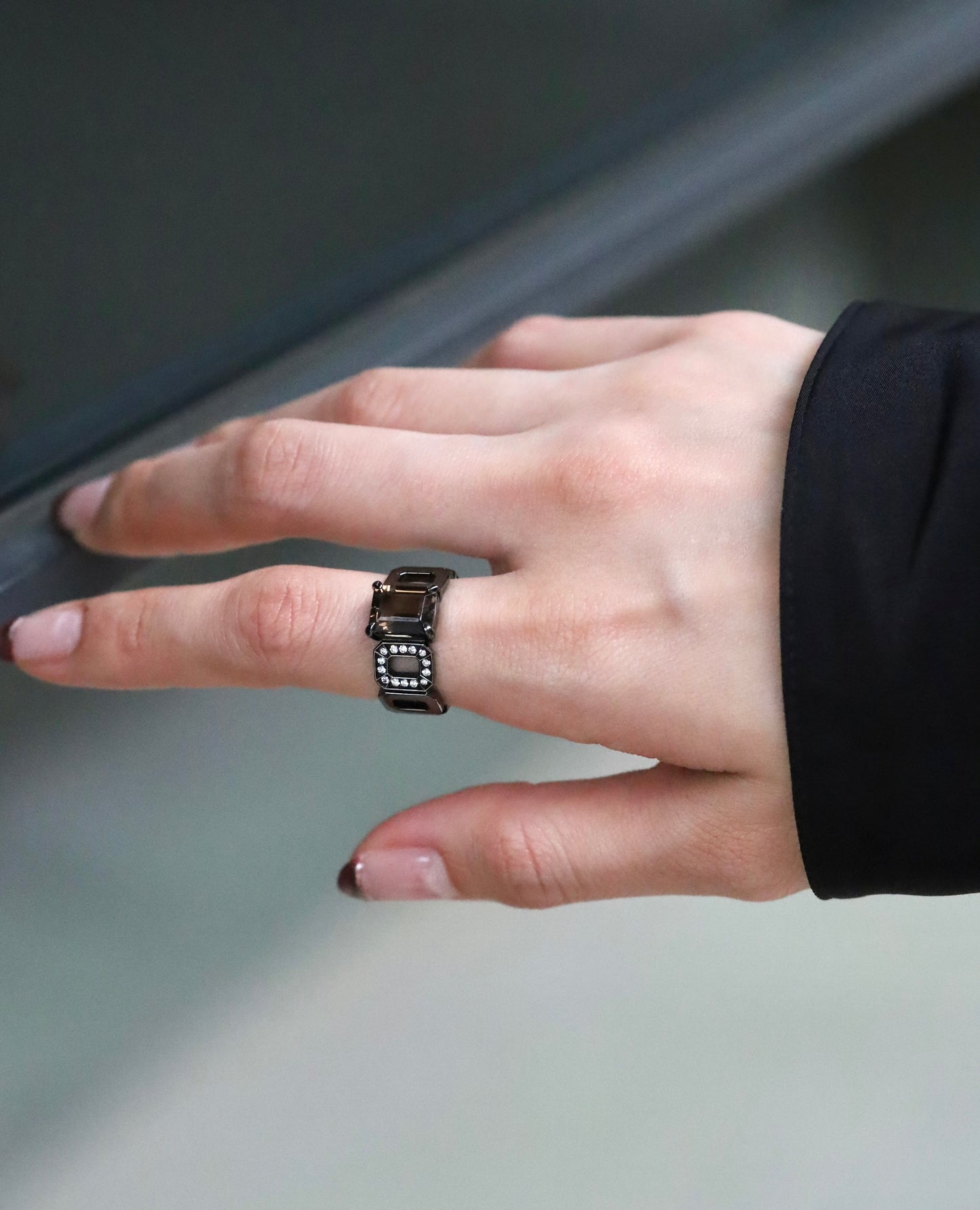 Incomplete Ring_SV925 × Smoky Quartz × White Dia 0.10ct