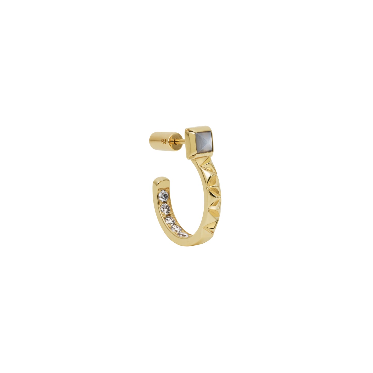 Rugged Luxe Earring_YG × Gray Moon Stone