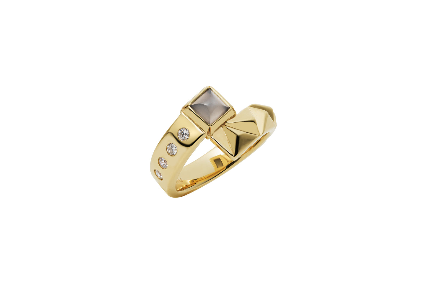 Rugged Luxe Ring_YG × Gray Moon Stone