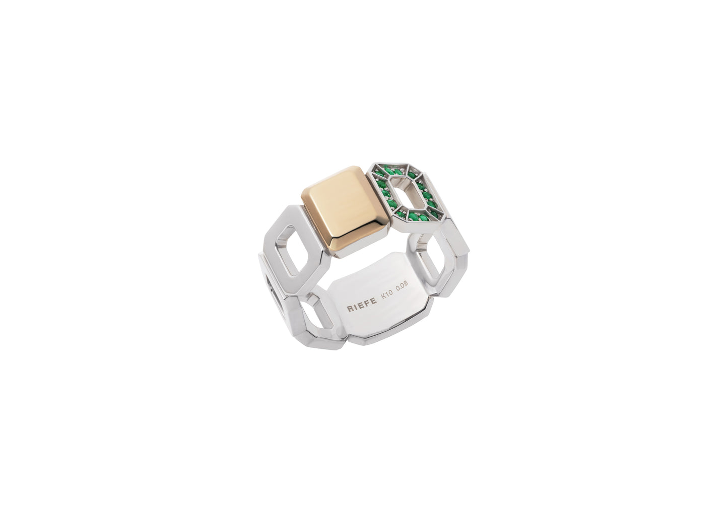 Incomplete Ring_SV925 × Yellow Gold × Emerald