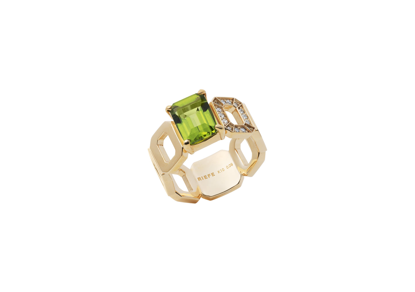 Incomplete Ring_YG × Peridot × White Dia 0.10ct