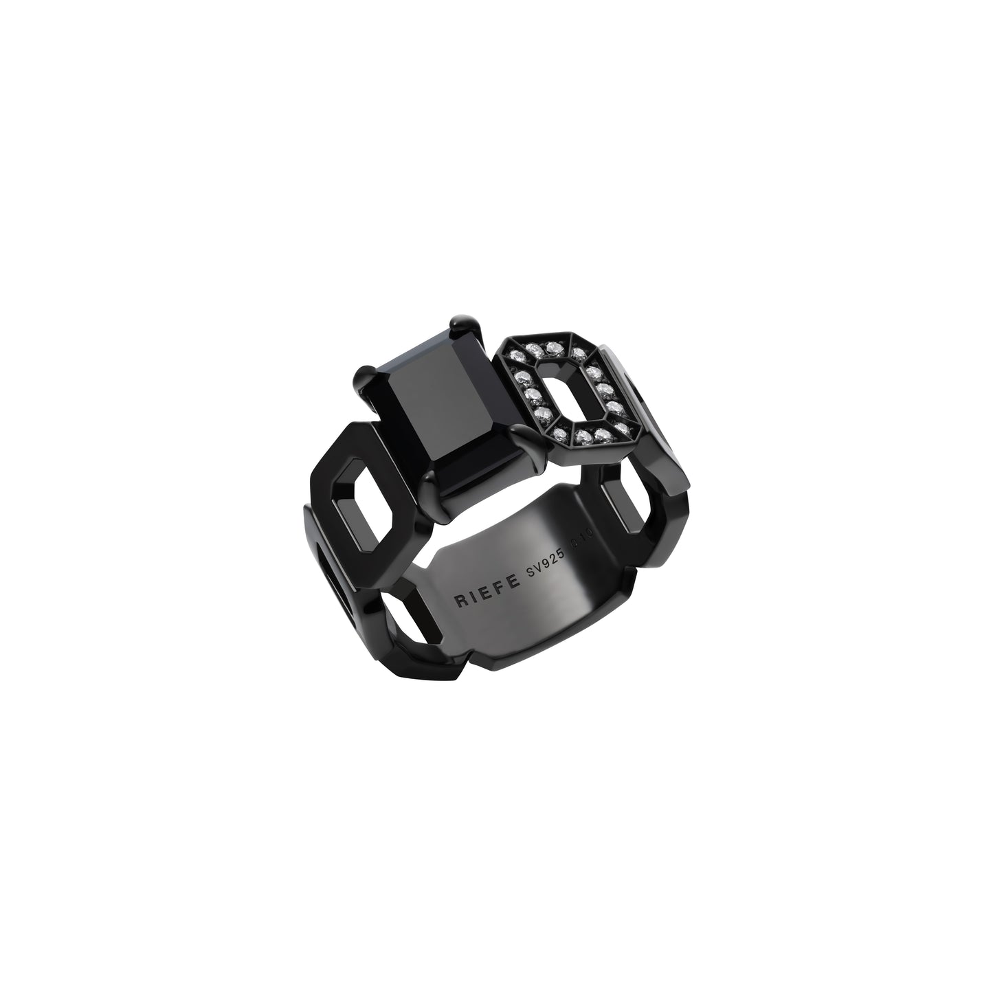 Incomplete Ring_SV925 × Black Spinel × White Dia 0.10ct