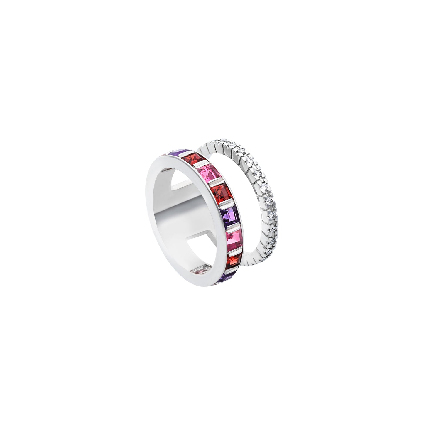 Alignment Ring_WG × Pink Tourmaline × Garnet × Amethyst