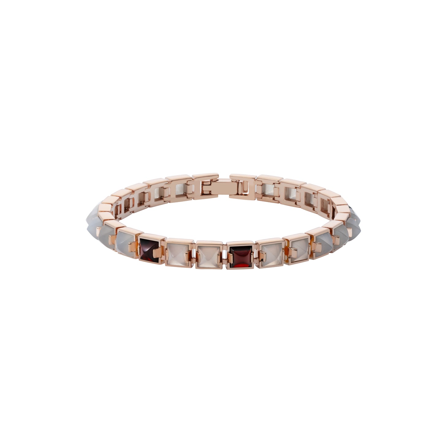 Arc Bracelet_SV925 × Gray Moon Stone × Garnet