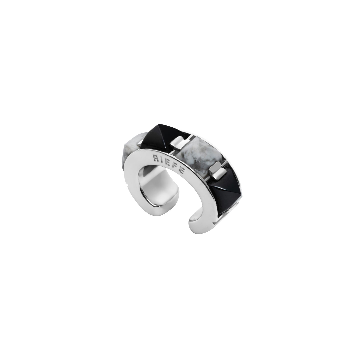 Arc Ear Cuff_SV925 × Black Spinel × Howlite