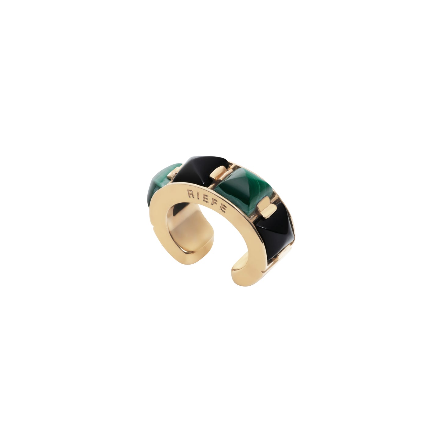 Arc Ear Cuff_SV925 × Malachite × Black Onyx