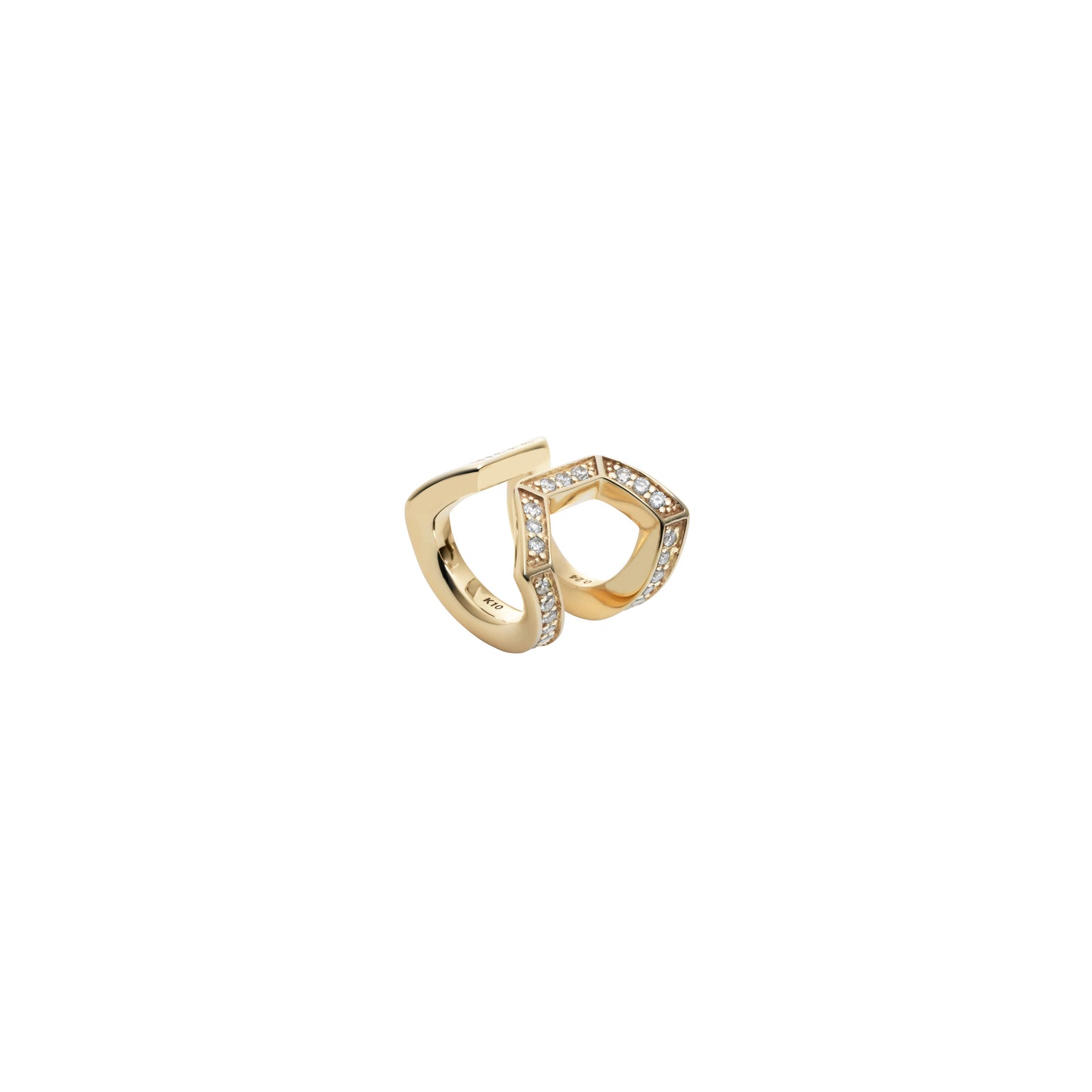 Double Arc Ear Cuff_YG × White Dia 0.24ct