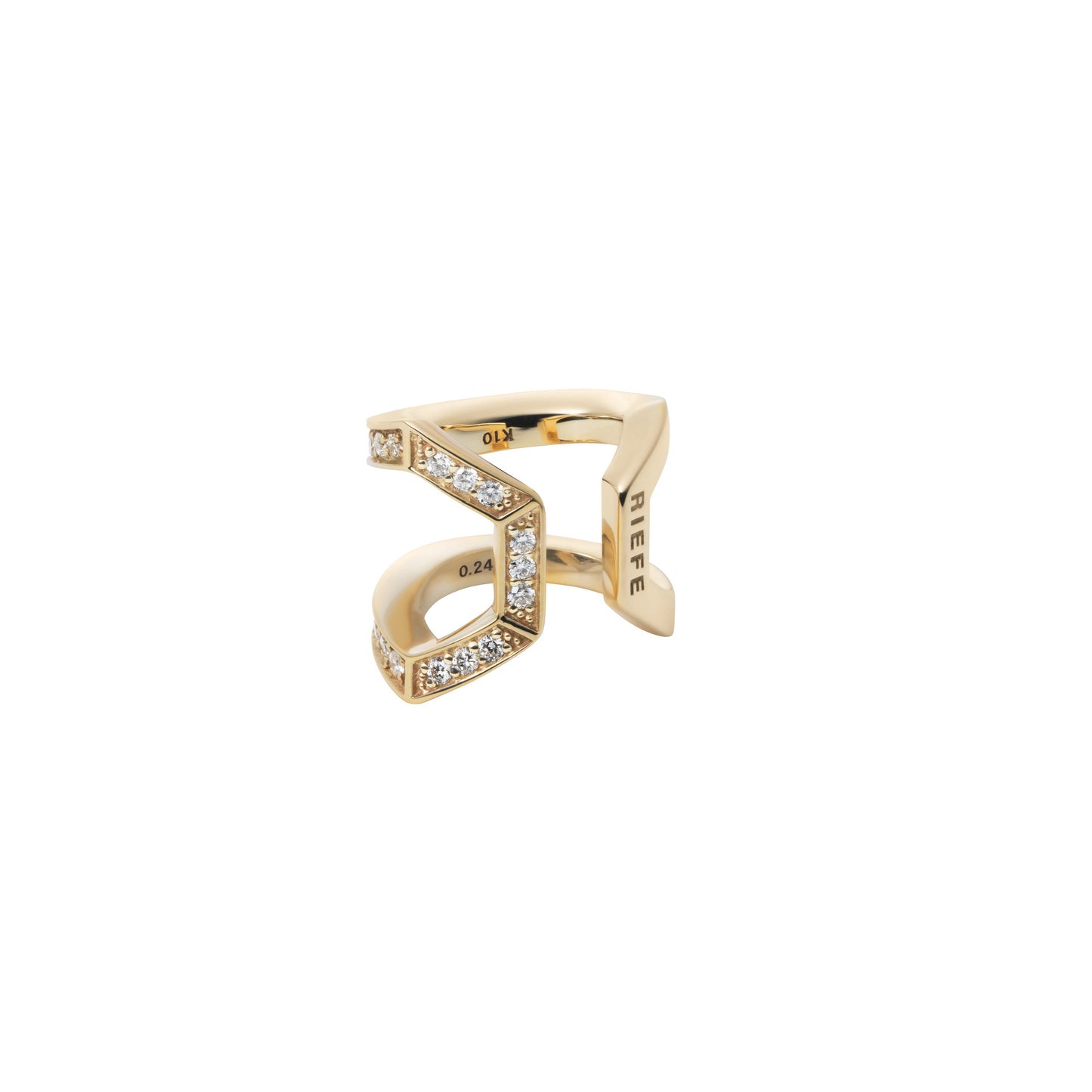 Double Arc Ear Cuff_YG × White Dia 0.24ct