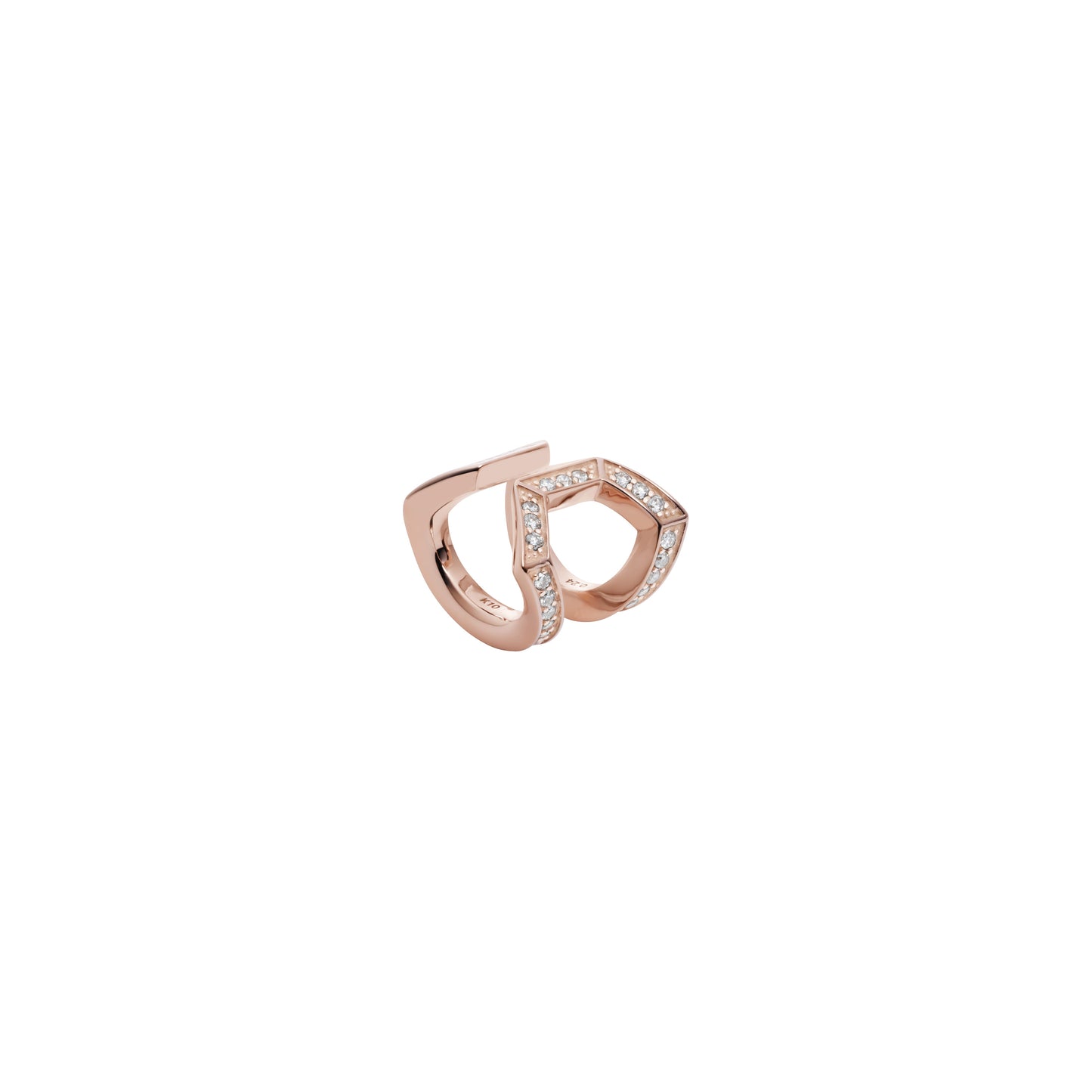 Double Arc Ear Cuff_PG × White Dia 0.24ct