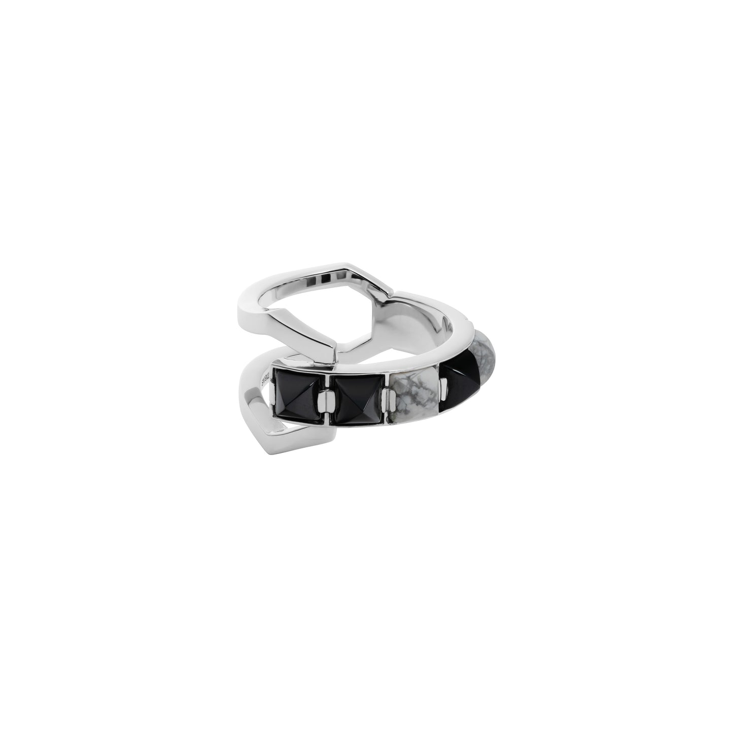 Arc Ring_SV925 × Black Spinel× Howlite