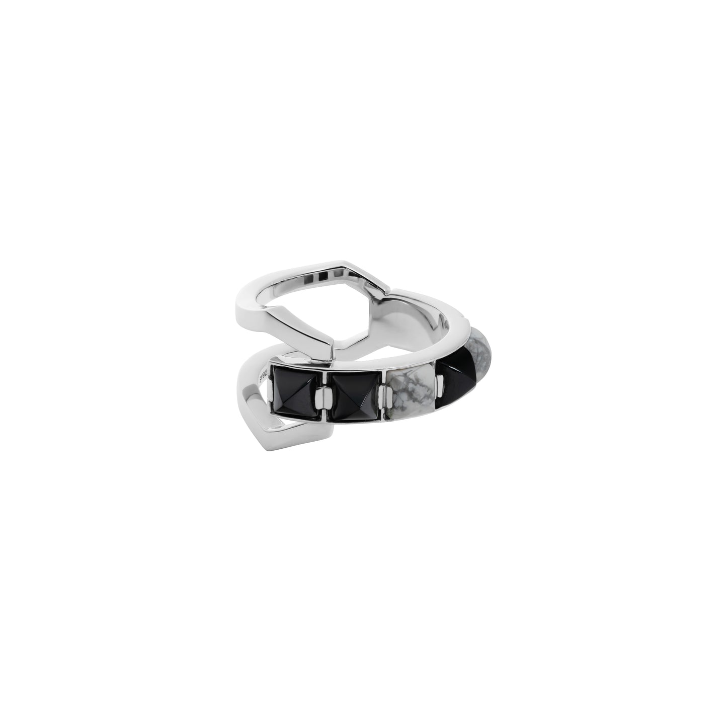Arc Ring_SV925 × Black Spinel× Howlite