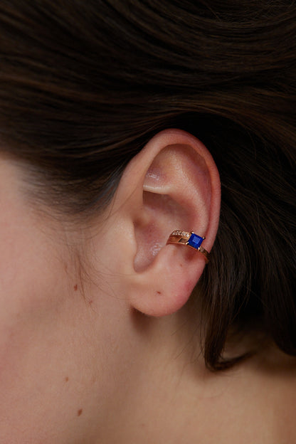 Offset Ear Cuff_PG × Lapis Lazuli × White Dia(optional)