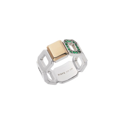 Incomplete Ring_SV925 × Yellow Gold × Emerald