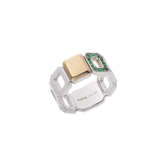 Incomplete Ring_SV925 × Yellow Gold × Emerald