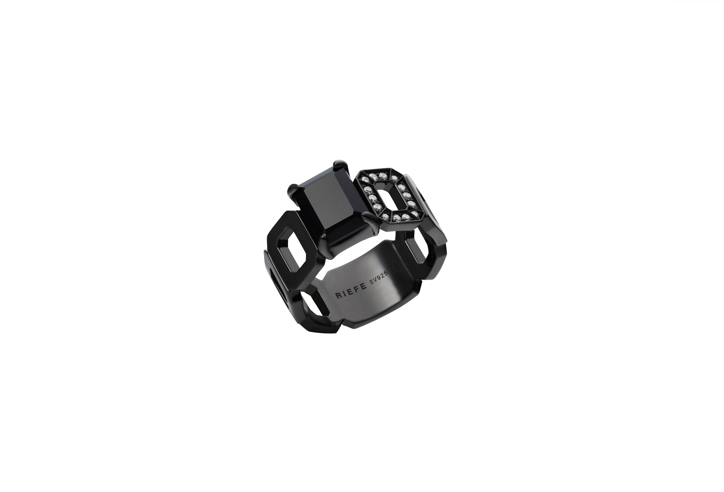 Incomplete Ring_SV925 × Black Spinel × White Dia 0.10ct – RIEFE