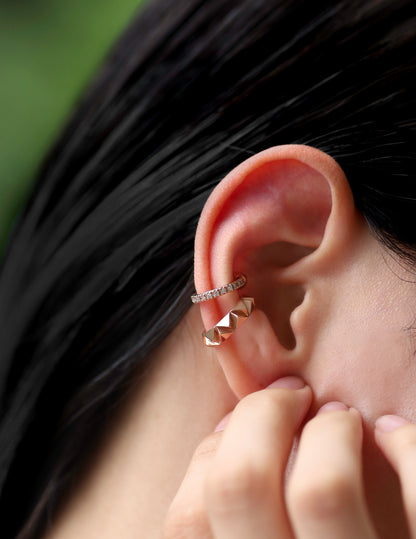 Comfy Ear Cuff_PG × White Dia 0.13ct × Red EPO