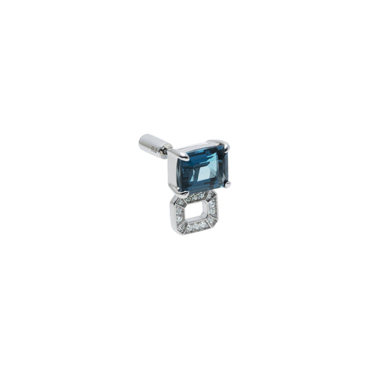 Incomplete Earring_WG × London Blue Topaz × White Dia 0.10ct
