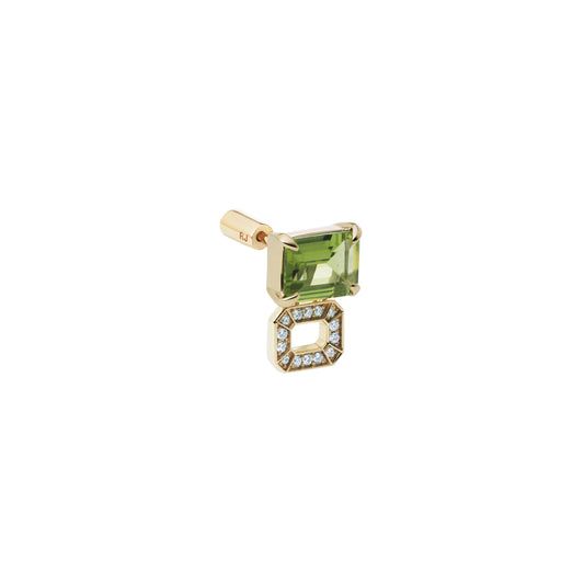 Incomplete Earring_YG × Peridot × White Dia 0.10ct