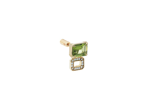 Incomplete Earring_YG × Peridot × White Dia 0.10ct