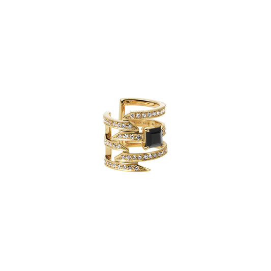 Offset Ear Cuff_YG × Black Onyx × White Dia(optional)