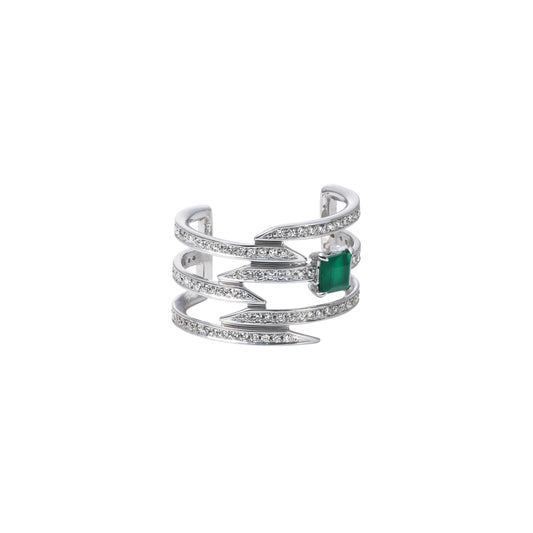 Offset Ring_WG × Green Agate ×White Dia(optional)