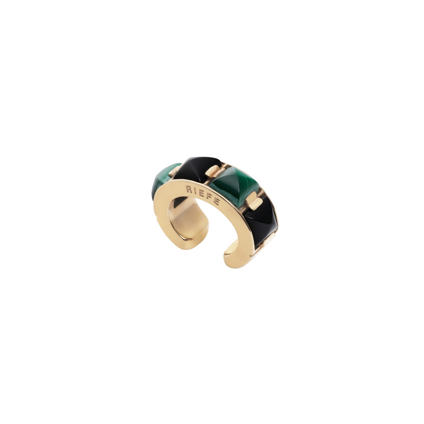 Arc Ear Cuff_SV925 × Malachite × Black Onyx