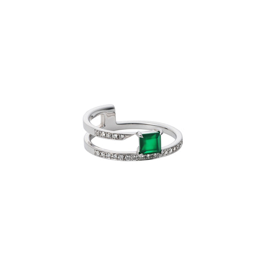 Offset Ring_WG × Green Agate ×White Dia(optional)