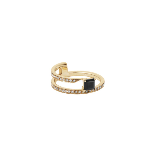 Offset Ring_YG × Black Onyx ×White Dia(optional)