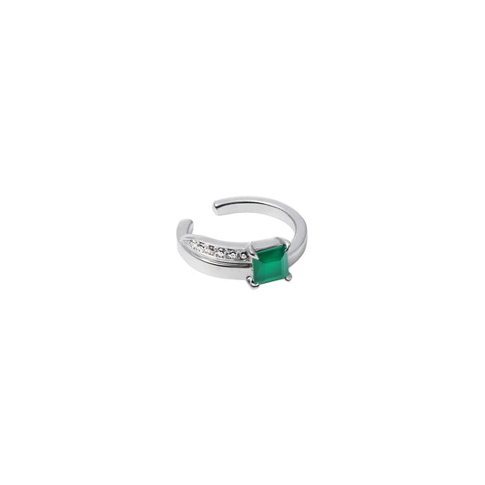 Offset Ear Cuff_WG × Green Agate × White Dia(optional)