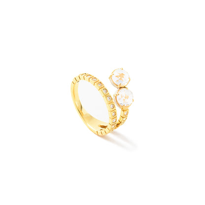 Veer Ring_YG × White Topaz