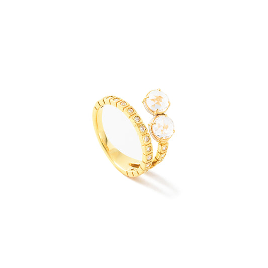 Veer Ring_YG × White Topaz