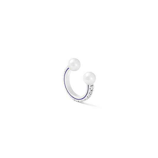 Comfy Ear Cuff_WG × White Dia 0.13ct × Blue EPO