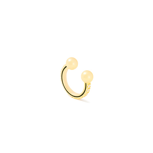 Comfy Ear Cuff_YG × White Dia 0.13ct × Black EPO