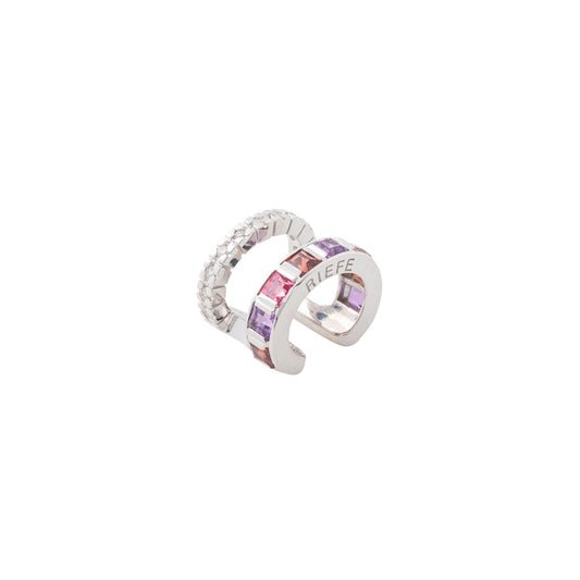 Alignment Ear Cuff_WG × Pink Tourmaline × Garnet × Amethyst