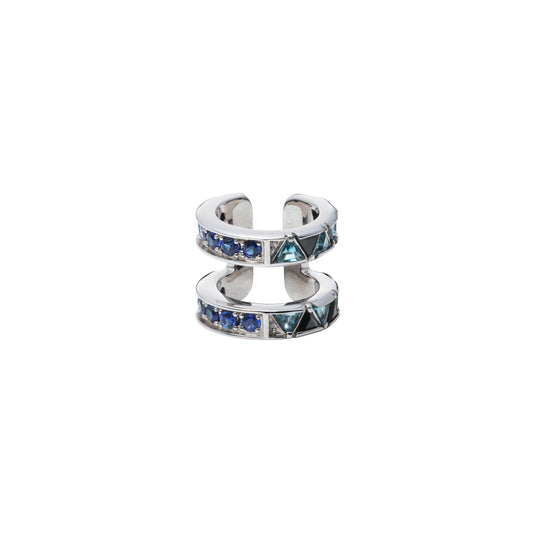 Protection Ear Cuff_WG × Blue Sapphire × Black Spinel × London Blue Topaz