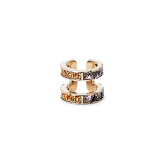 Protection Ear Cuff_YG × Orange Sapphire × Black Spinel × Amethyst