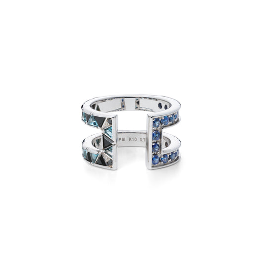 Protection Ring_WG × Blue Sapphire × Black Spinel × London Blue Topaz