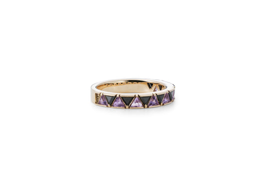 Protection Ring S_YG × Black Spinel × Amethyst